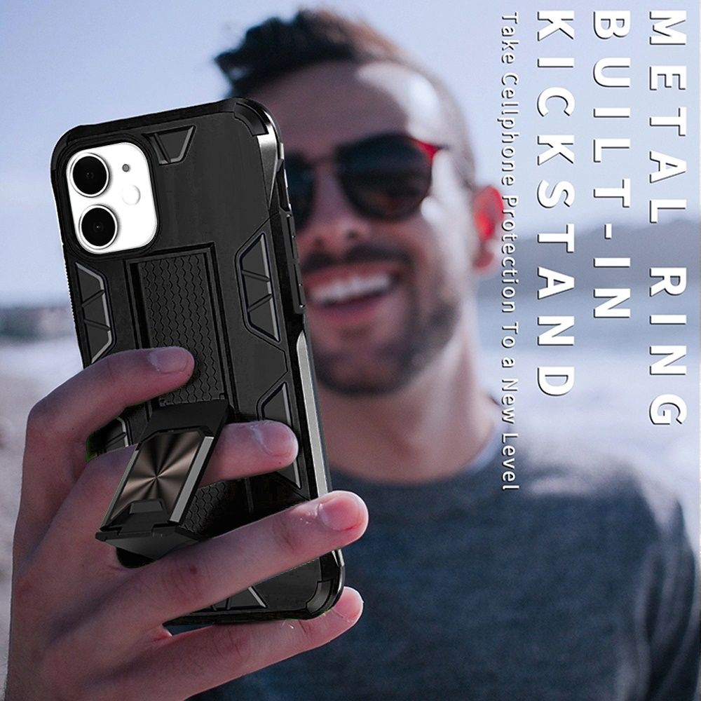 For Apple iPhone 13 Pro (6.1") Hybrid Magnetic Slide Stand fit Car Mount Grip Holder Full Body Heavy Duty Rugged Military Grade Phone Case Cover