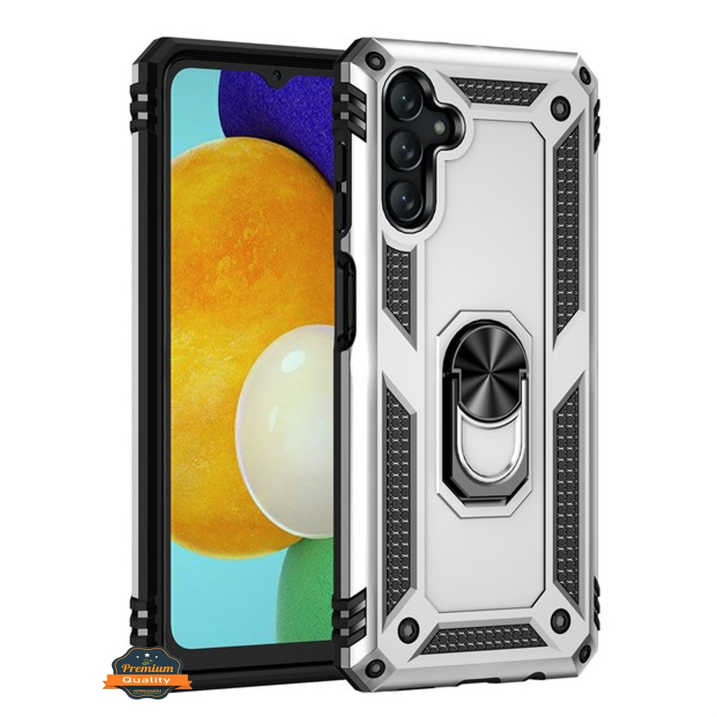 For Samsung Galaxy A13 5G Shockproof Hybrid Dual Layer PC + TPU with Ring Stand Metal Kickstand Heavy Duty Rugged Armor Shell Phone Case Cover