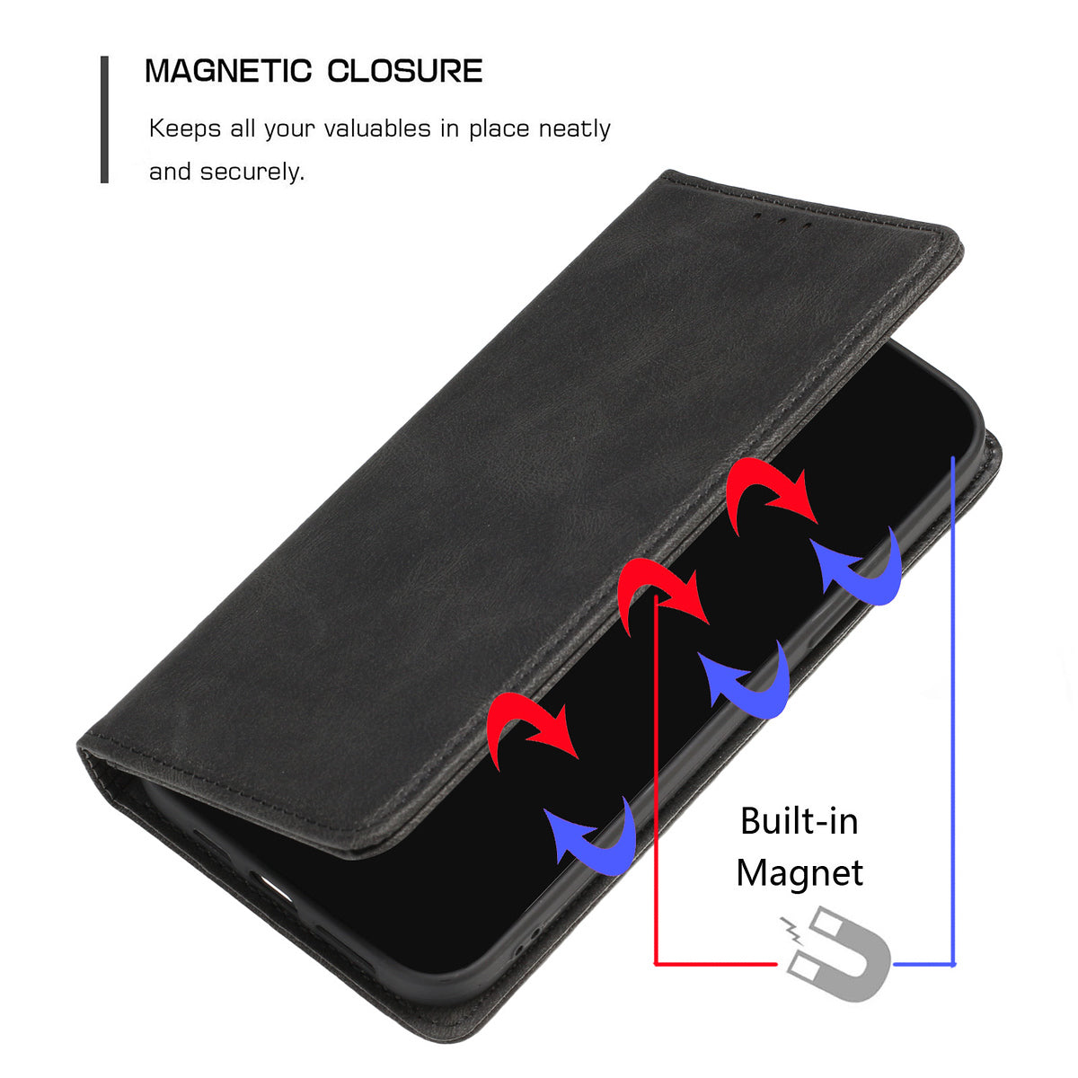 For Samsung Galaxy A23 5G Wallet Premium PU Vegan Leather ID Credit Card Money Holder with Magnetic Closure Pouch Phone Case Cover