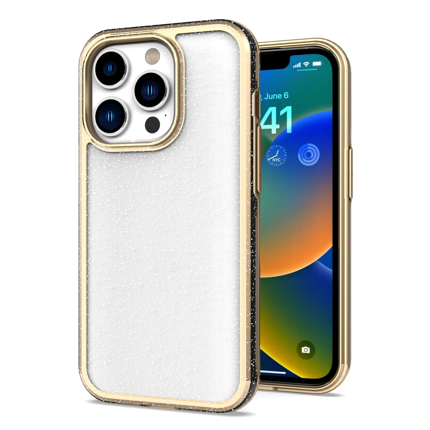 For Samsung Galaxy A53 5G Electroplated Gold Frame Glitter Bling Transparent Hybrid Hard PC + TPU Rubber Shockproof Phone Case Cover