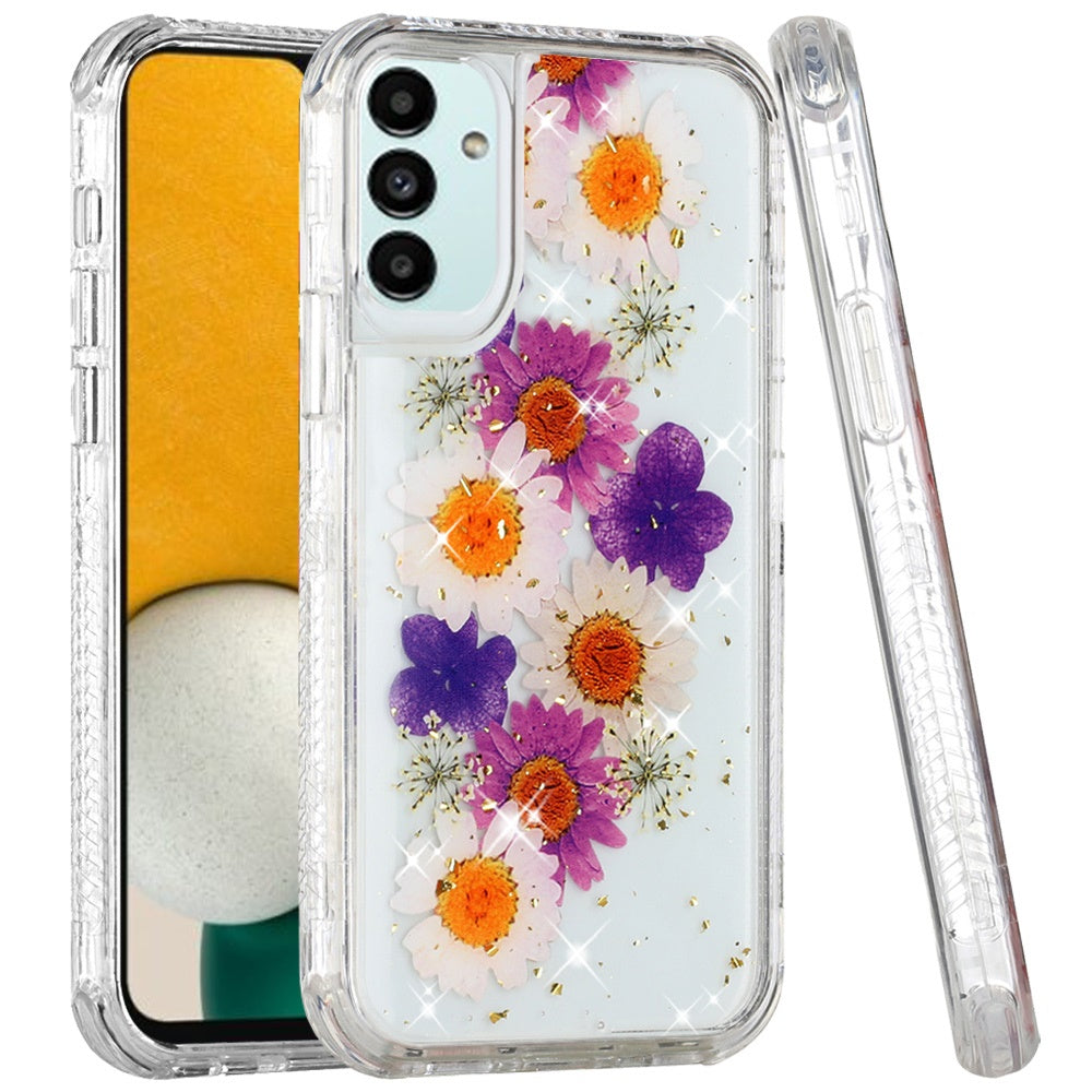 For SSamsung Galaxy A53 5G Beautiful Sparkle Glitter Floral Epoxy Design Shockproof Hybrid Fashion Bling Rubber TPU Phone Case Cover
