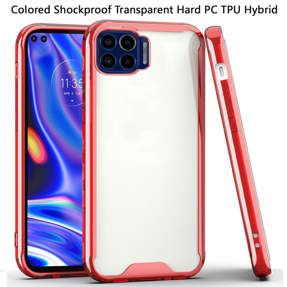 For Motorola Moto One 5G, Moto G 5G Plus Colored Shockproof Transparent Hard PC + Rubber TPU Hybrid Bumper Slim Shell Phone Case Cover