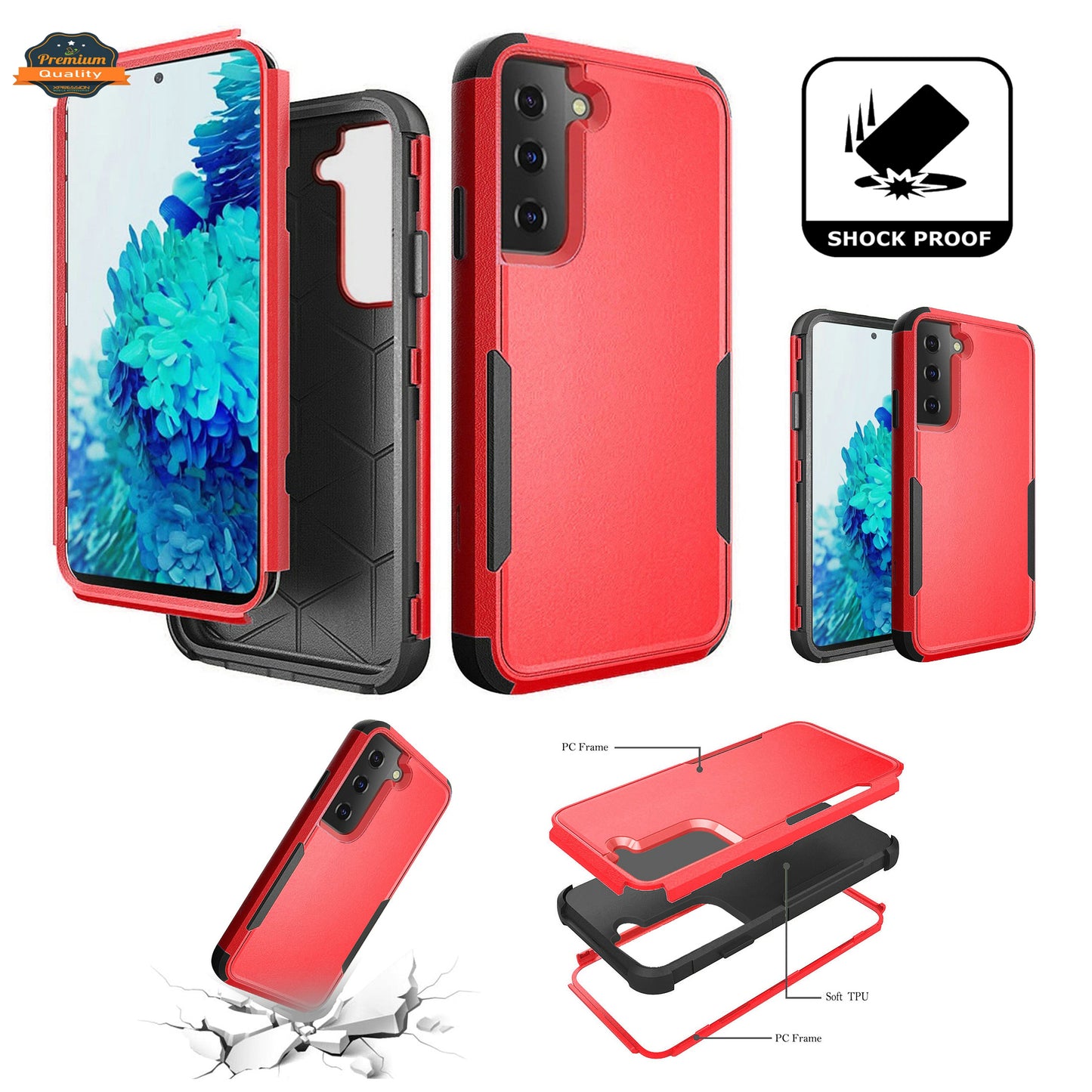 For Samsung Galaxy A13 5G Hybrid Rugged Hard Shockproof Drop-Proof with 3 Layer Protection, Military Grade Heavy-Duty Armor Phone Case Cover