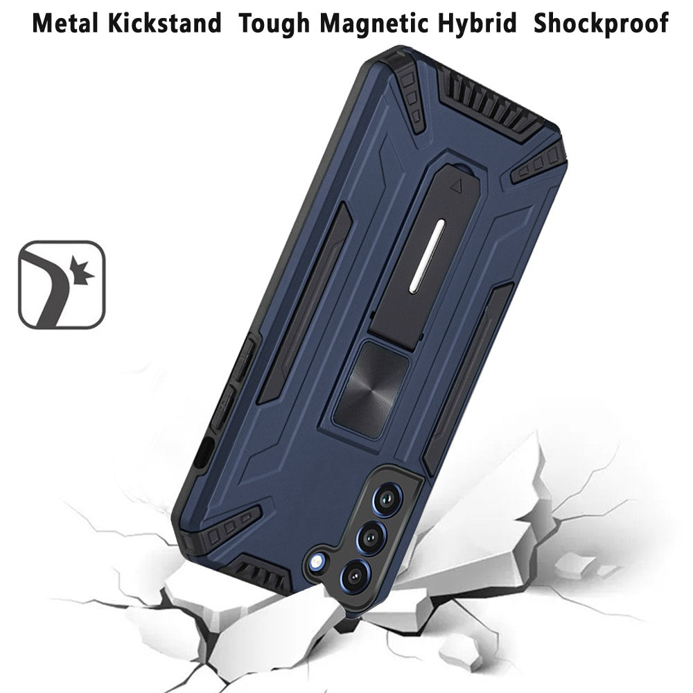 For Samsung Galaxy S21 FE /Fan Edition Hybrid Military Grade Tough Magnetic Rugged with Built-in Hidden Kickstand Shockproof Hard Phone Case Cover
