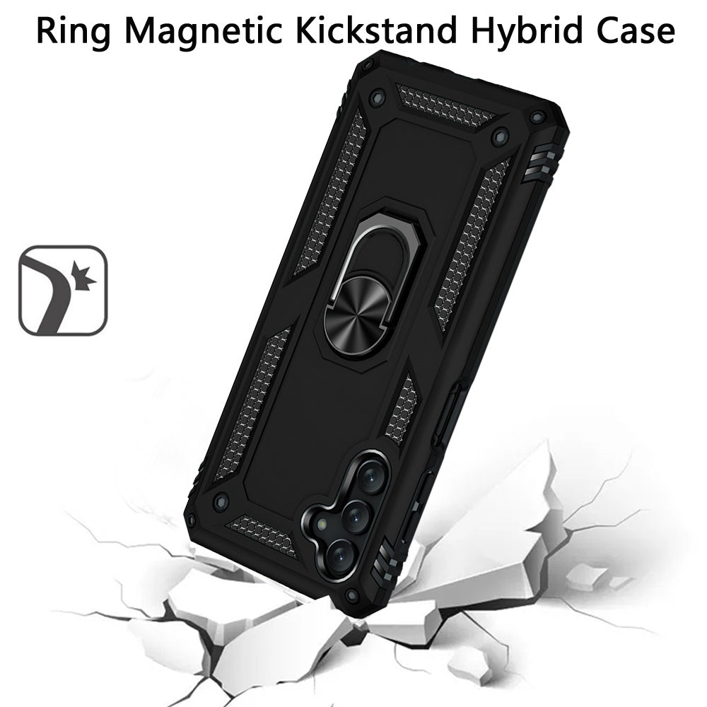 For Samsung Galaxy A13 4G 2022 Military Grade Rugged Dual Layers Shockproof Hybrid Protection with Ring Kickstand Phone Case Cover