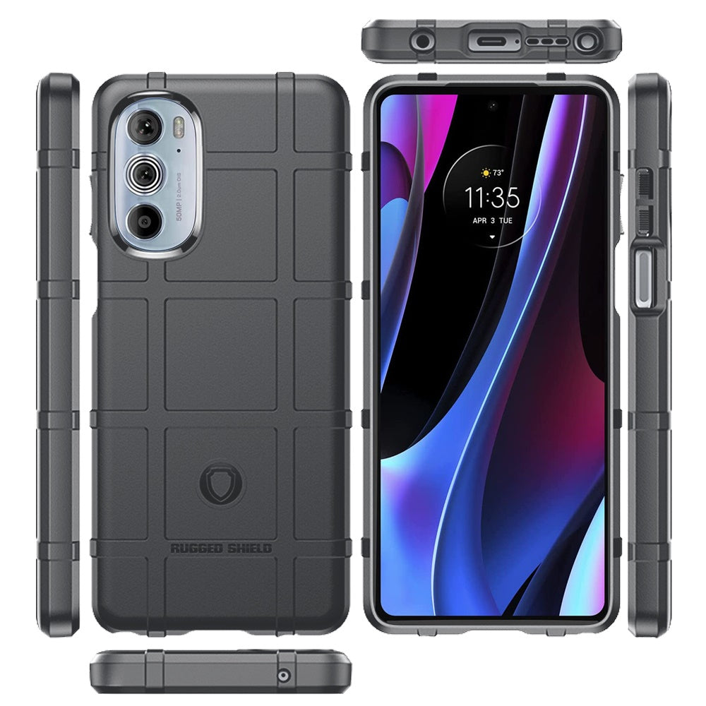 For Motorola Edge+ 2022 /Edge Plus Rugged Shield Hybrid TPU Thick Rough Armor Tactical Matte Grip Silicone Texture Phone Case Cover