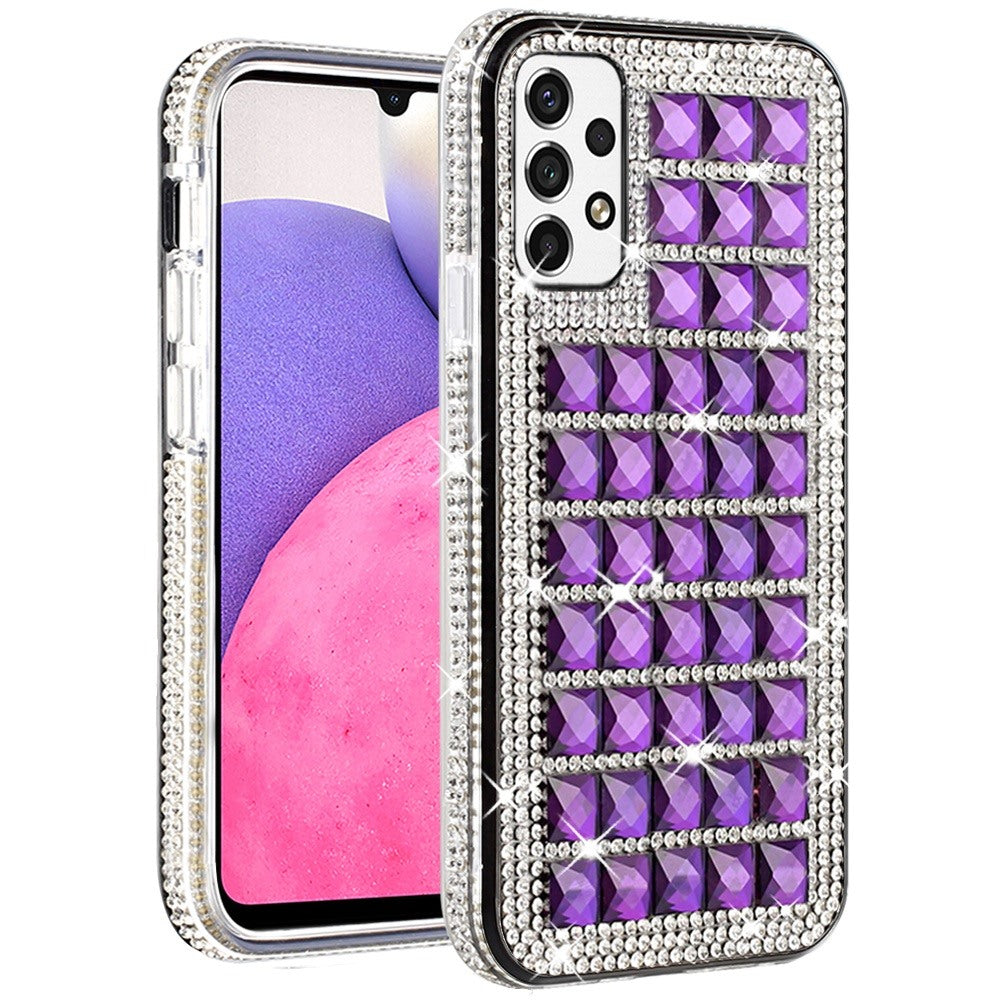 For Samsung Galaxy A33 5G Luxury 3D Bling Diamonds Rhinestone Jeweled Shiny Crystal Hybrid TPU Bumper Hard PC Phone Case Cover