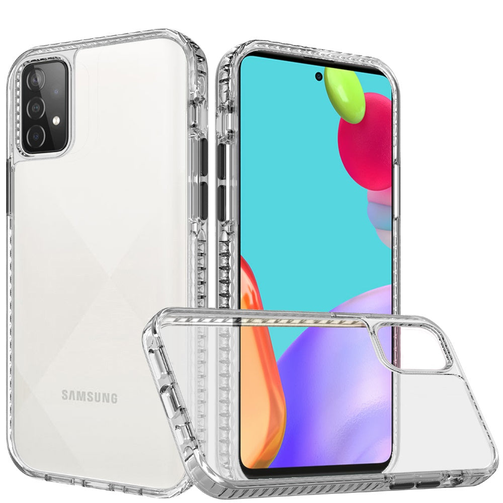 For Samsung Galaxy A71 5G Crystal Transparent Rugged Shockproof Hybrid Colorful Buttons Military Grade Protection Back Phone Case Cover