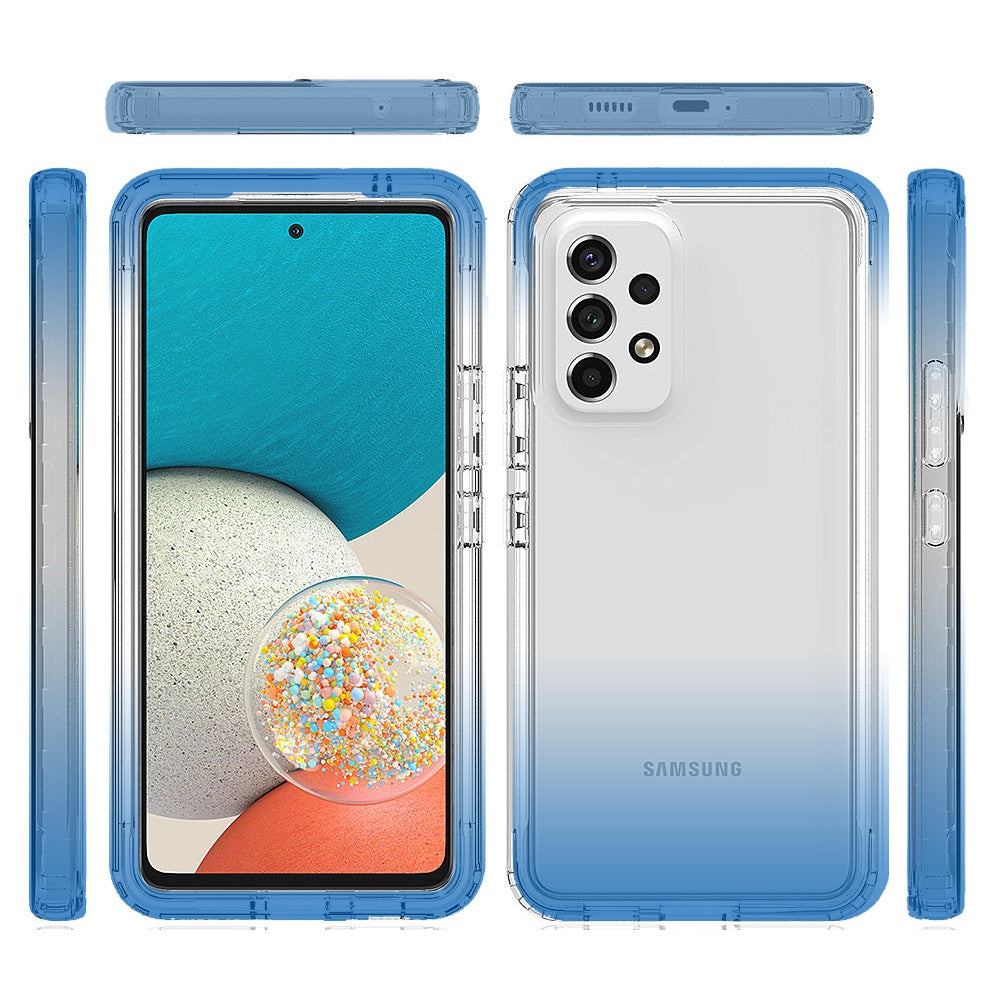 For Samsung Galaxy A53 5G Dual Layer Hybrid Clear Gradient Two Tone Transparent Shockproof Rubber Hard Protective Frame Phone Case Cover