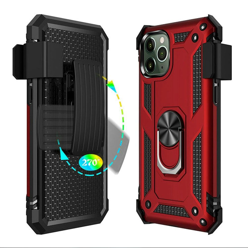 For Apple iPhone 13 /Pro Max Mini Hybrid Rugged with Belt Clip Holster Ring Stand Holder, Military Grade Fit for Magnetic Car Mount Shockproof Hybrid Rugged Phone Case Cover