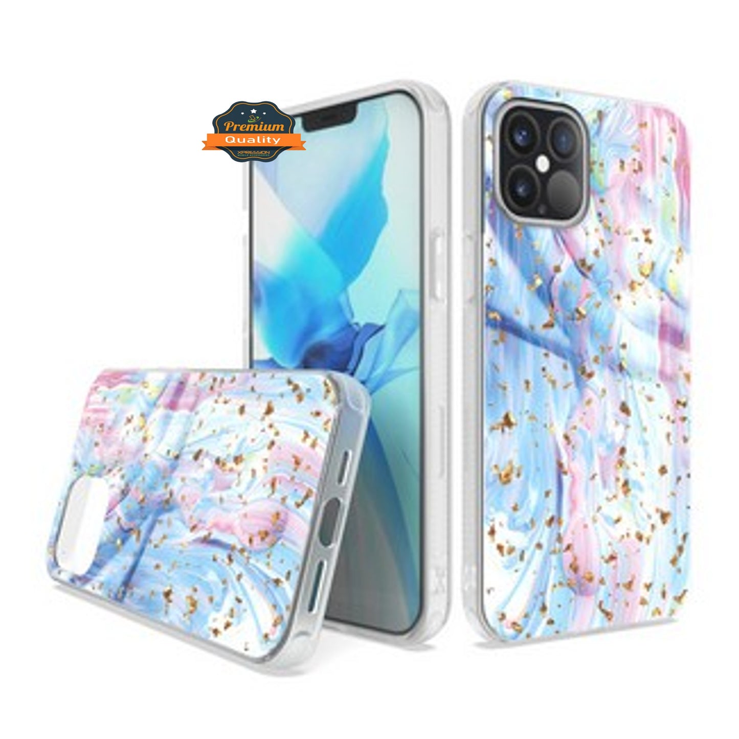 For Apple iPhone 13 Pro Max (6.7") Stylish Designed Glitter Bling Hybrid Slim PC TPU Rubber Silicone Shock-Absorption Hard Phone Case Cover