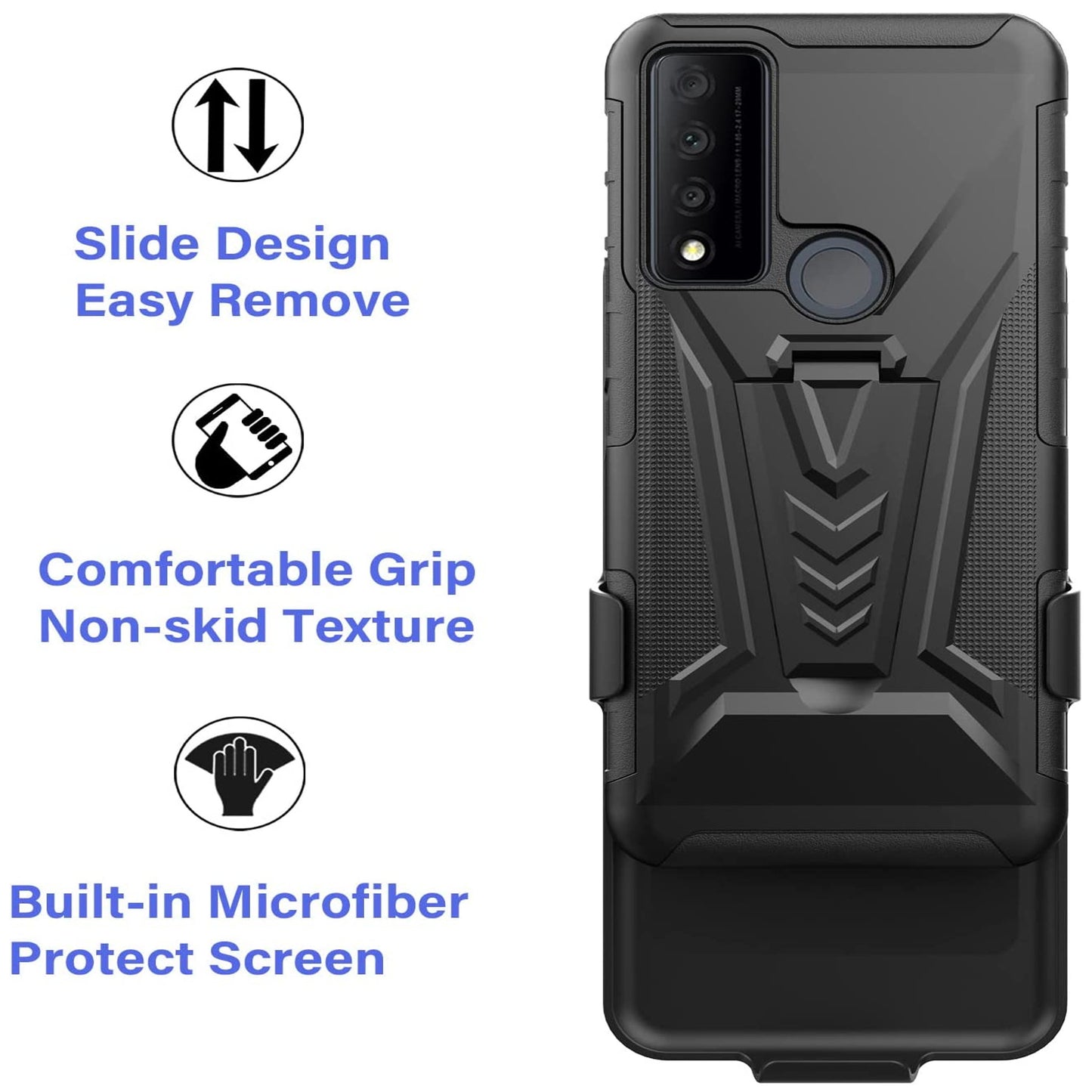 For Samsung Galaxy A53 5G Belt Clip Holster Dual Layer Shockproof with Clip On & Kickstand Heavy Duty Full Body Hybrid Black Phone Case Cover
