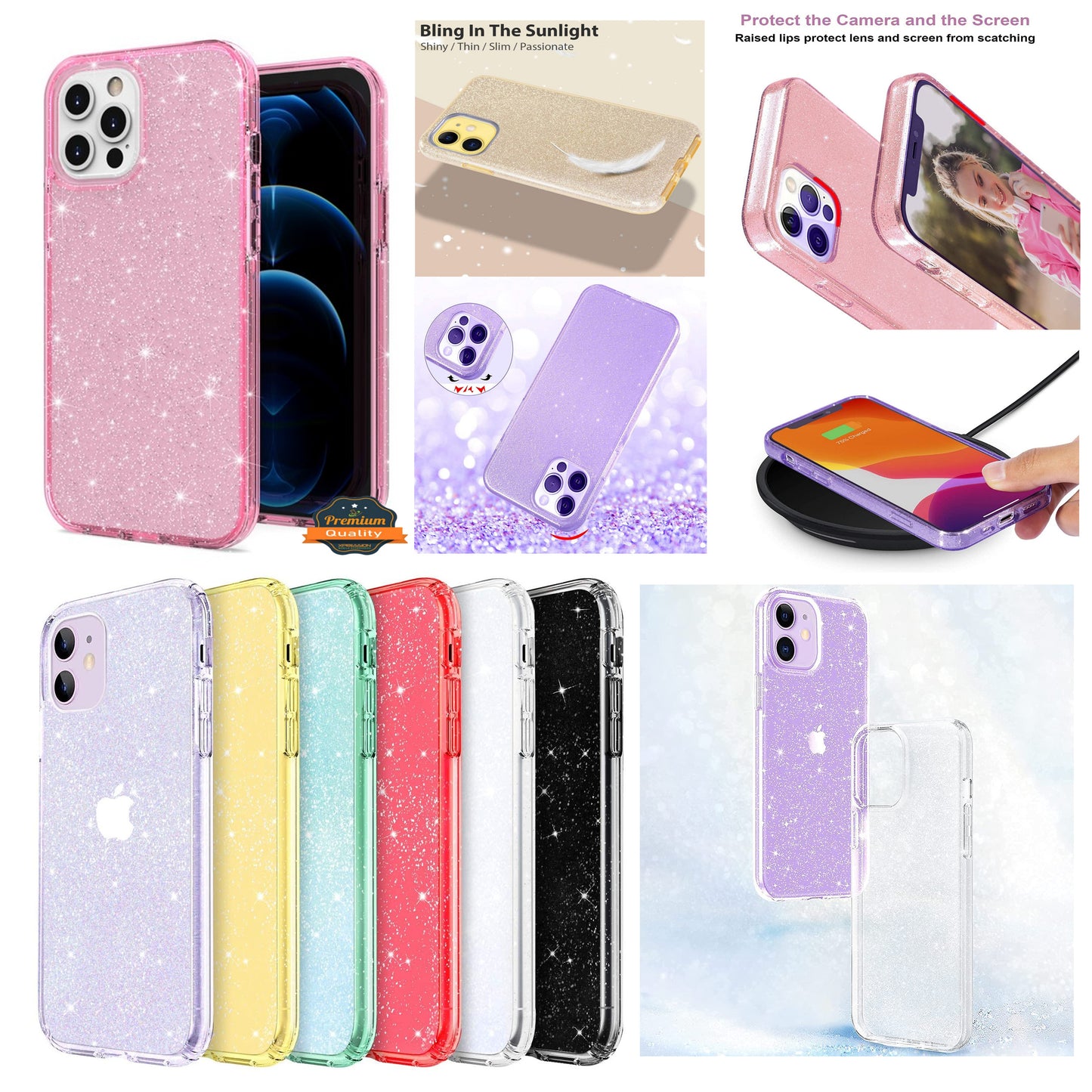 For Samsung Galaxy A03S Glitter Sparkle Bling Shiny Thin Slim Hybrid Shockproof Rubber Silicone Soft TPU Gel Protective Phone Case Cover