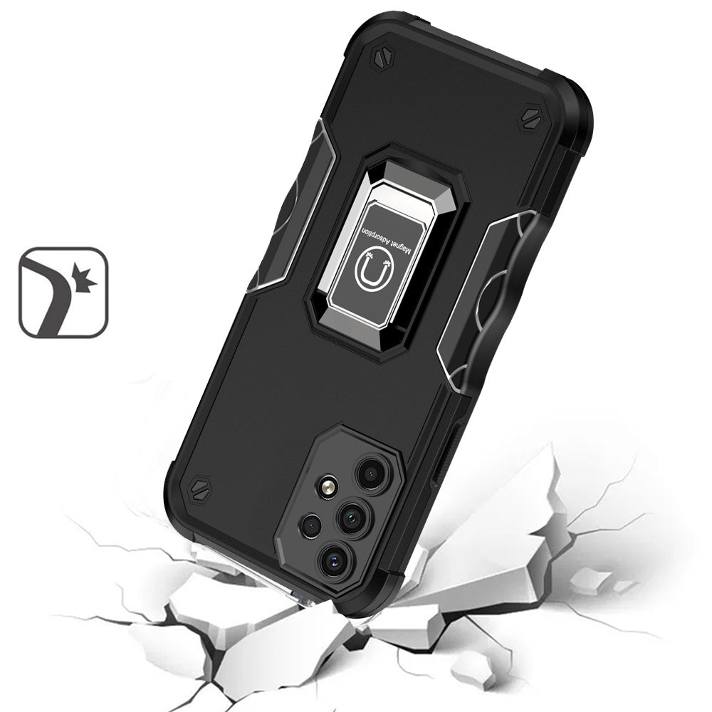 For Samsung Galaxy A23 5G Hybrid Cases with Magnetic Ring Holder Stand Kickstand Heavy Duty Rugged Silicone Shockproof Phone Case Cover