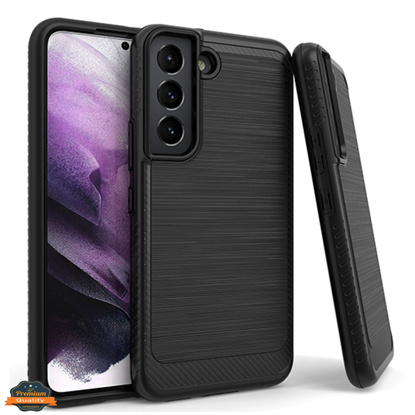 For Samsung Galaxy A33 5G Brushed Texture Rugged Carbon Fiber Design Hybrid Shockproof Dual Layers Hard PC Protective Phone Case Cover