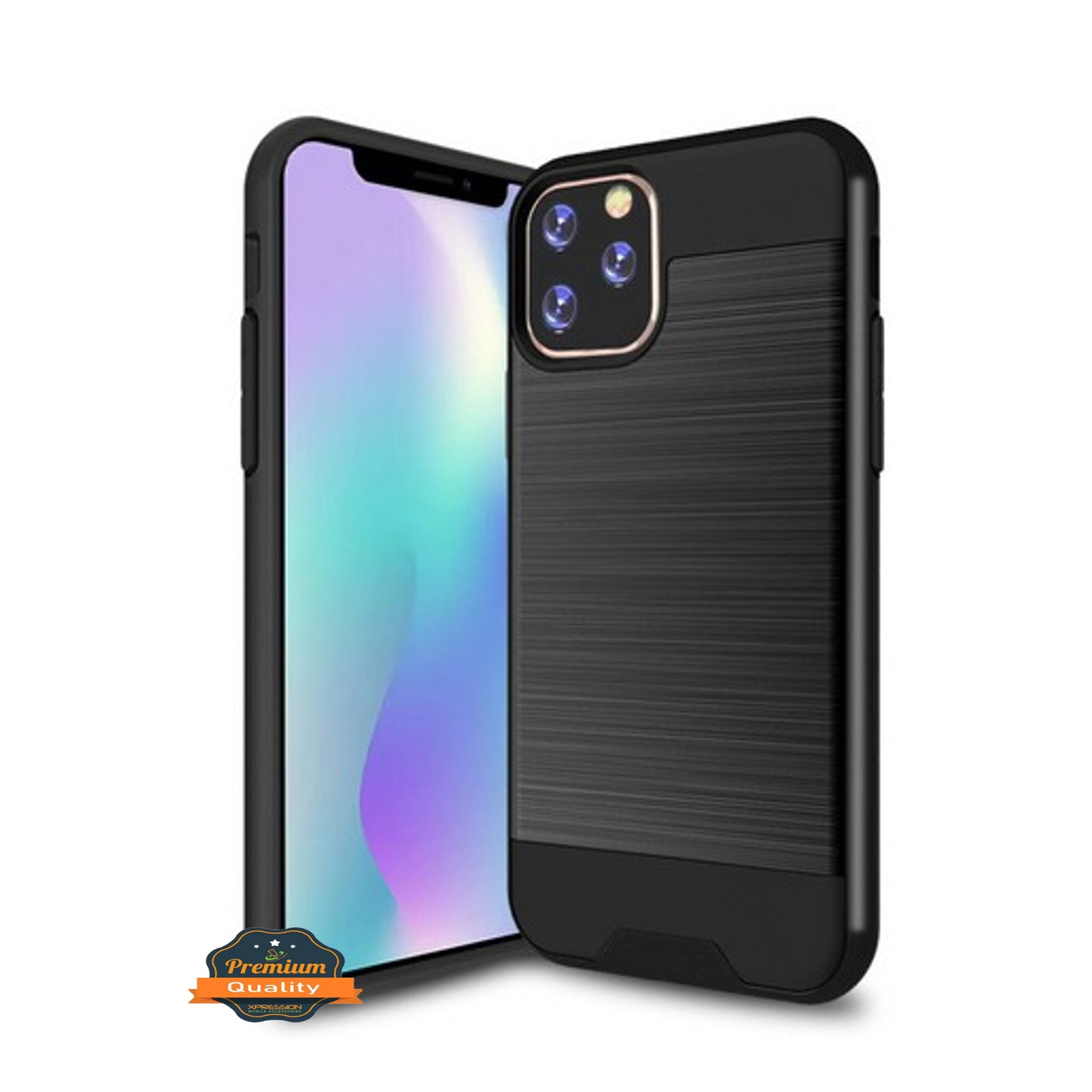 For Samsung Galaxy A03S Slim Rugged TPU + Hard PC Brushed Metal Texture Hybrid Dual Layer Defender Armor Shock Absorbing Phone Case Cover