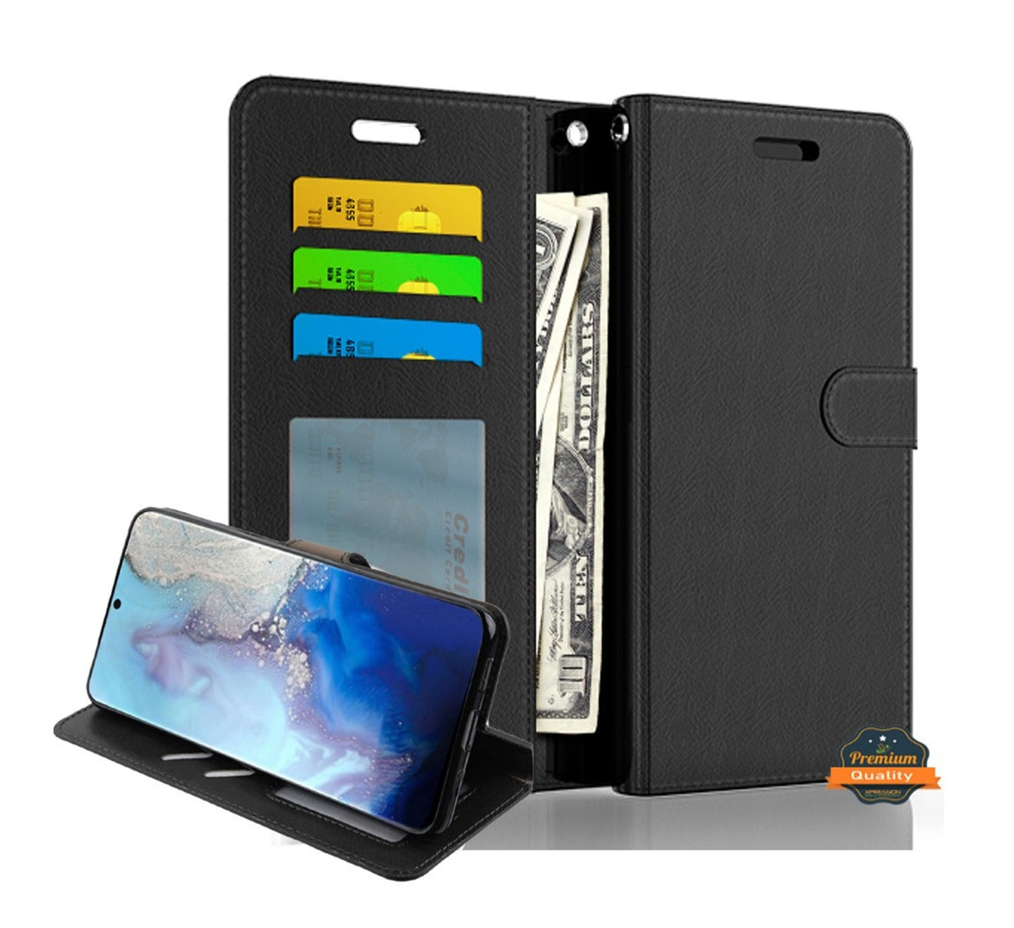 For Samsung Galaxy A13 5G Wallet PU Leather Pouch with Credit Card Slots ID Money Pocket, Stand & Strap Flip Pouch Protective Phone Case Cover