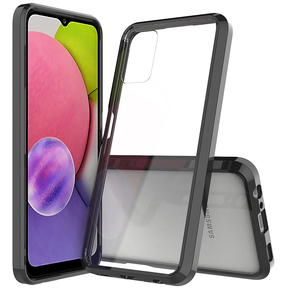 For Samsung Galaxy A03S Hybrid Slim Crystal Clear Transparent Shock-Absorption Bumper with TPU + Hard PC Back Frame Phone Case Cover