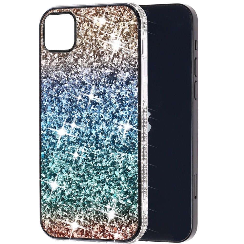 For Samsung Galaxy A22 5G Rhinestone Sparkling Rainbow Gradual Glitter Full Diamond Bling Protective Hybrid Rugged Slim TPU Phone Case Cover