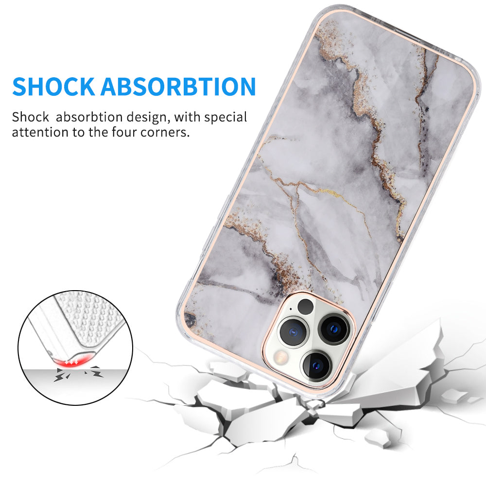 For Apple iPhone 13 /Pro Max Mini Fashion Marble Pattern IMD Design Gem Stone Hybrid Shockproof Bumper Rubber Slim Fit Hard PC Phone Case Cover