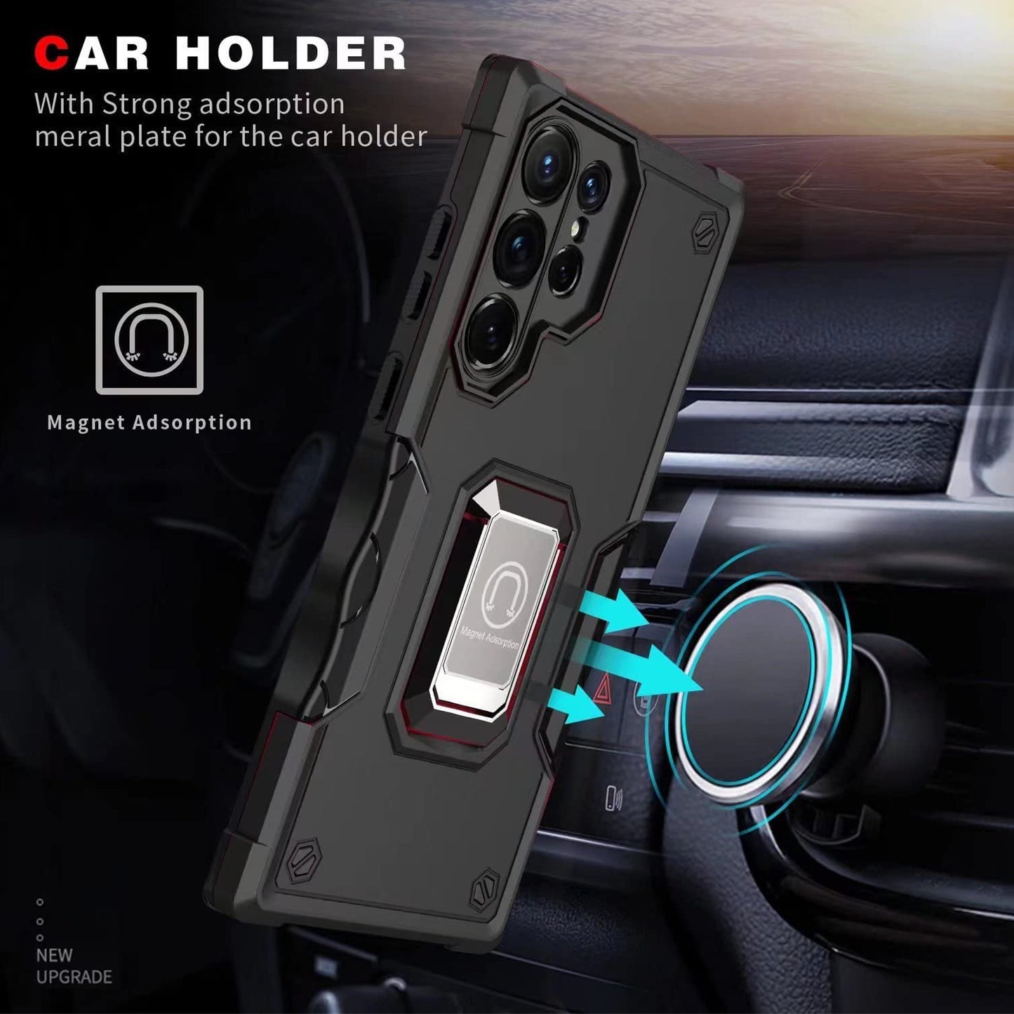 For Samsung Galaxy Z Fold 4 5G Heavy Duty Hybrid with Kickstand Ring Stand, Support Magnetic Car Mount Rugged TPU Shell Phone Case Cover