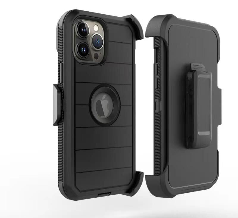 For Apple iPhone XR Combo 3in1 Holster Heavy Duty Rugged with Swivel Belt Clip and Kickstand Black Phone Case Cover