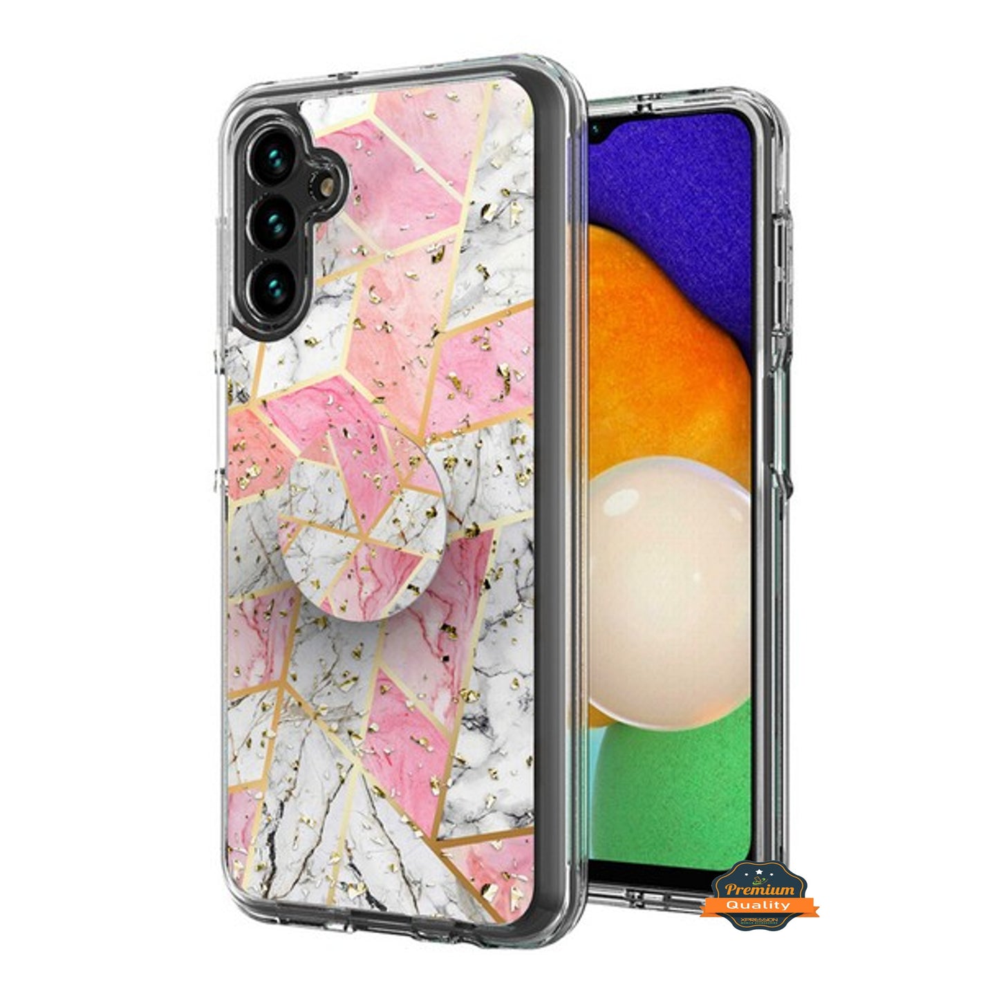 For Samsung Galaxy A13 5G Elegant Pattern Design Bling Glitter Hybrid Cases with Ring Stand Pop Up Finger Holder Kickstand Phone Case Cover
