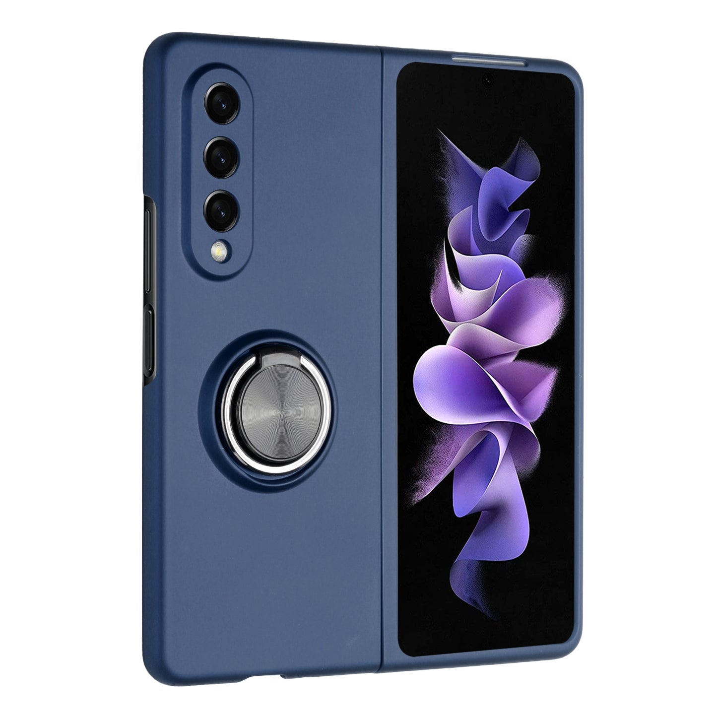 For Samsung Galaxy Z Fold 3 5G Hybrid 360 Degree Rotatable Metal Invisible Ring Stand Holder Fit Magnetic Car Mount Shockproof Slim Phone Case Cover