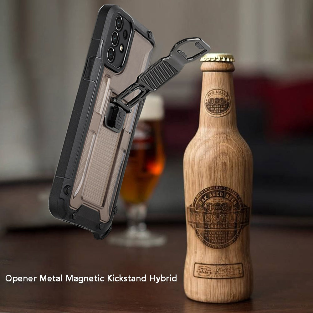 For Samsung Galaxy A33 5G Heavy Duty Military Grade Hybrid with Magnetic Kickstand, Carabiner, Bottle Beer Opener Shockproof Phone Case Cover