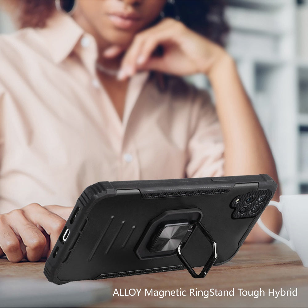 For Samsung Galaxy A12 5G Hybrid with Stand Magnetic Ring Kickstand Bumper Shockproof Armor Heavy Duty Military Grade Hard Phone Case Cover