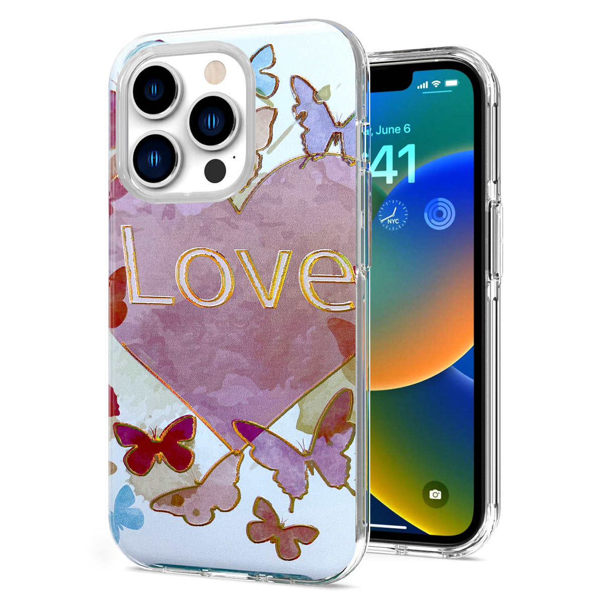 For Apple iPhone 13 Pro Max (6.7") Stylish Gold Layer Design Hybrid Rubber Hard PC Shockproof Armor Rugged Slim Phone Case Cover