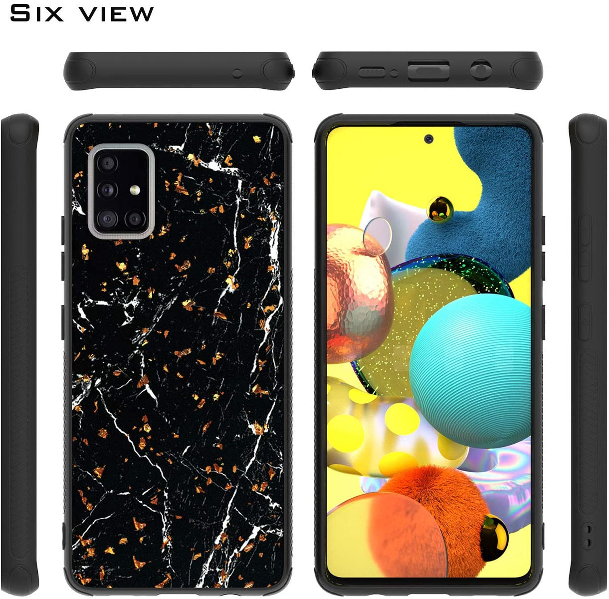 For Samsung Galaxy A13 5G Marble Fashion Stone Stylish Flake Glitter Bling Hybrid Slim Glossy TPU Rubber Hard Protection Phone Case Cover
