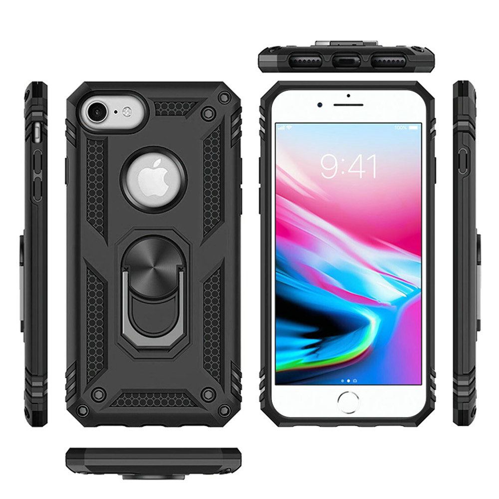 For Apple iPhone SE 3 (2022) SE/8/7 Hybrid Armor Durable Dual Layer with 360 Degree Rotatable Ring Stand Holder Kickstand Phone Case Cover