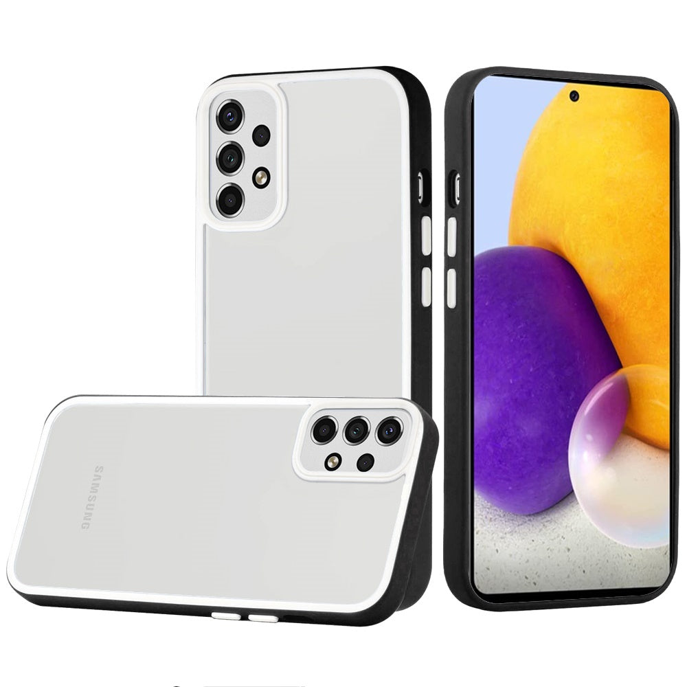 For Samsung Galaxy A73 5G Hybrid Transparent Colored Frame Bumper Hard Back Shockproof Slim TPU Silicone Protective Phone Case Cover