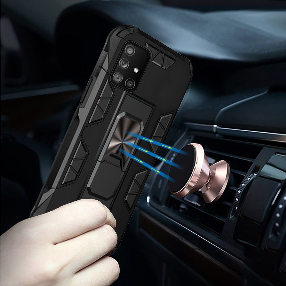 For Samsung Galaxy A02S Hybrid Magnetic Slide Ring Stand fit Car Mount Grip Holder Full Body Heavy Duty Rugged Military Grade Phone Case Cover
