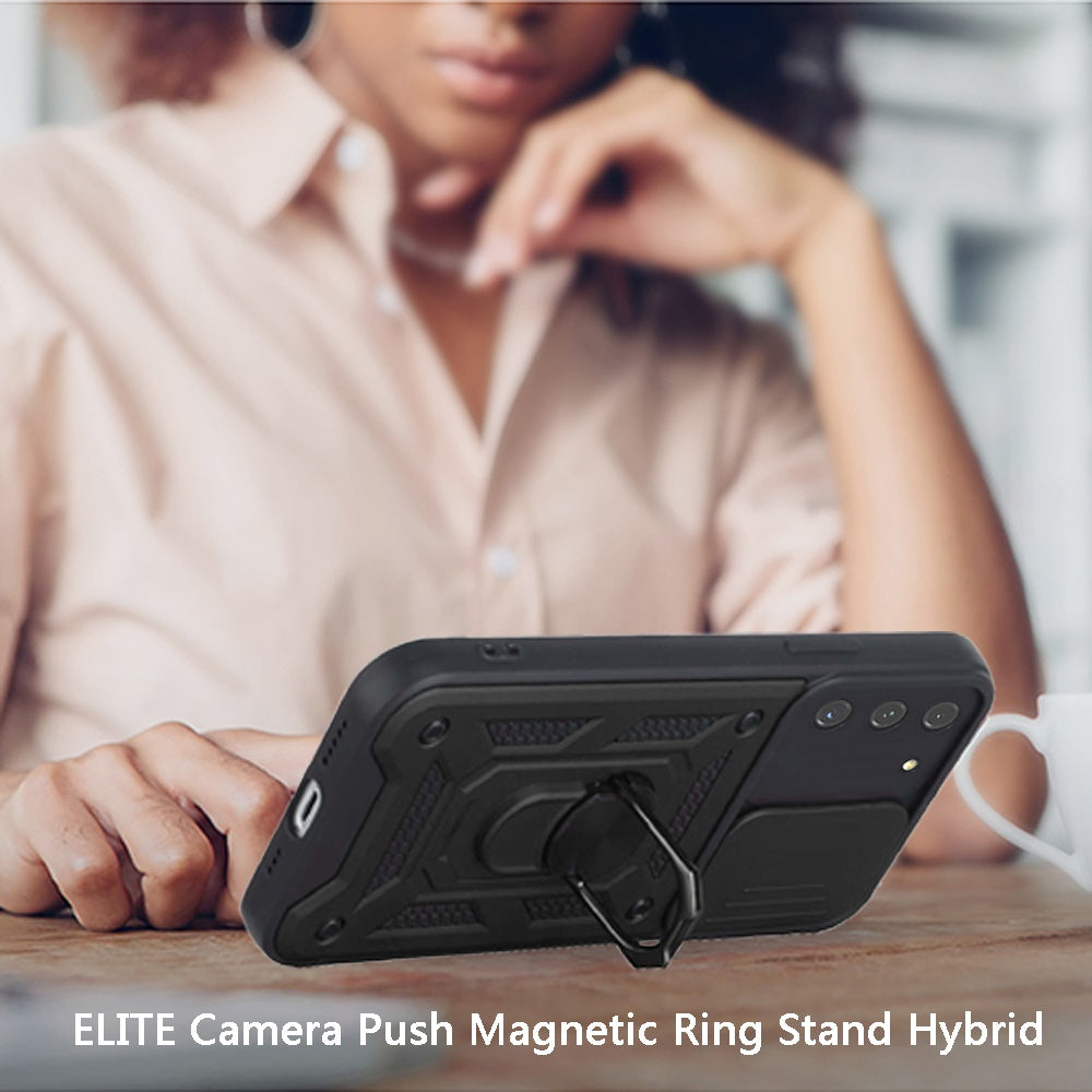 For Samsung A03 Core Hybrid Cases with Slide Camera Lens Cover and Ring Holder Kickstand Rugged Dual Layer Heavy Duty Phone Case Cover