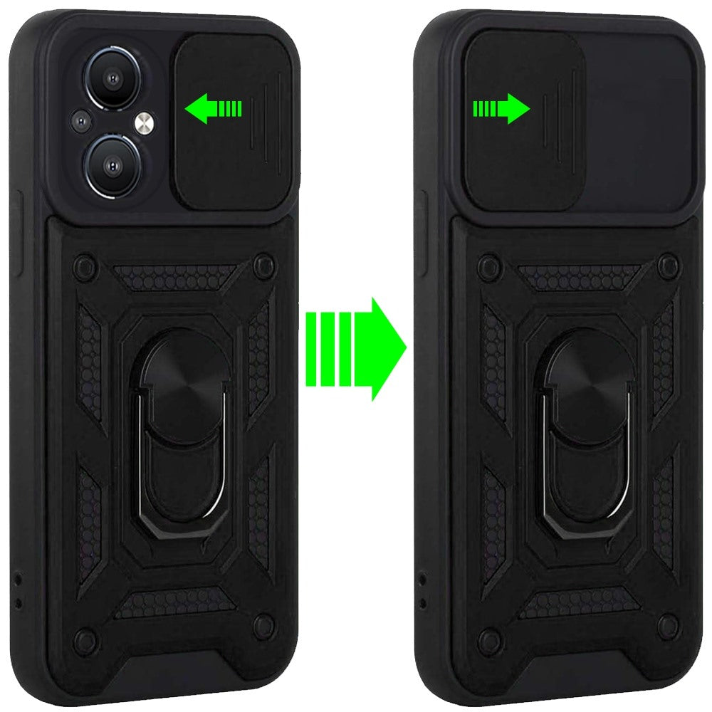 For OnePlus Nord N20 5G Hybrid Cases with Slide Camera Lens Cover and Ring Holder Kickstand Rugged Dual Layer Heavy Duty Phone Case Cover