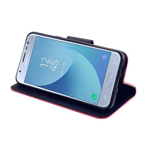 For Samsung Galaxy J3 (2018)/ Galaxy J3 Star/ Galaxy J3 PU Leather Wallet with Credit Card Holder Storage Folio Flip Pouch Stand Pink/ Blue Phone Case Cover