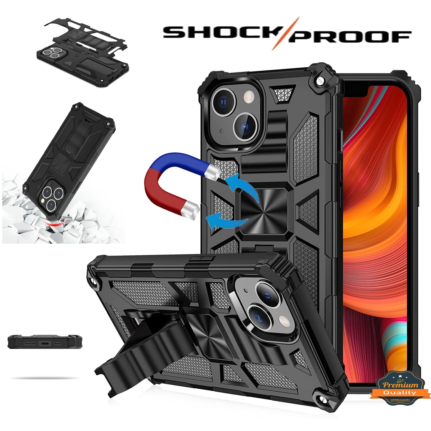 For Samsung Galaxy A03 Core Built in Magnetic Kickstand, Military Hybrid Bumper Heavy Duty Dual Layers Rugged Protective Phone Case Cover
