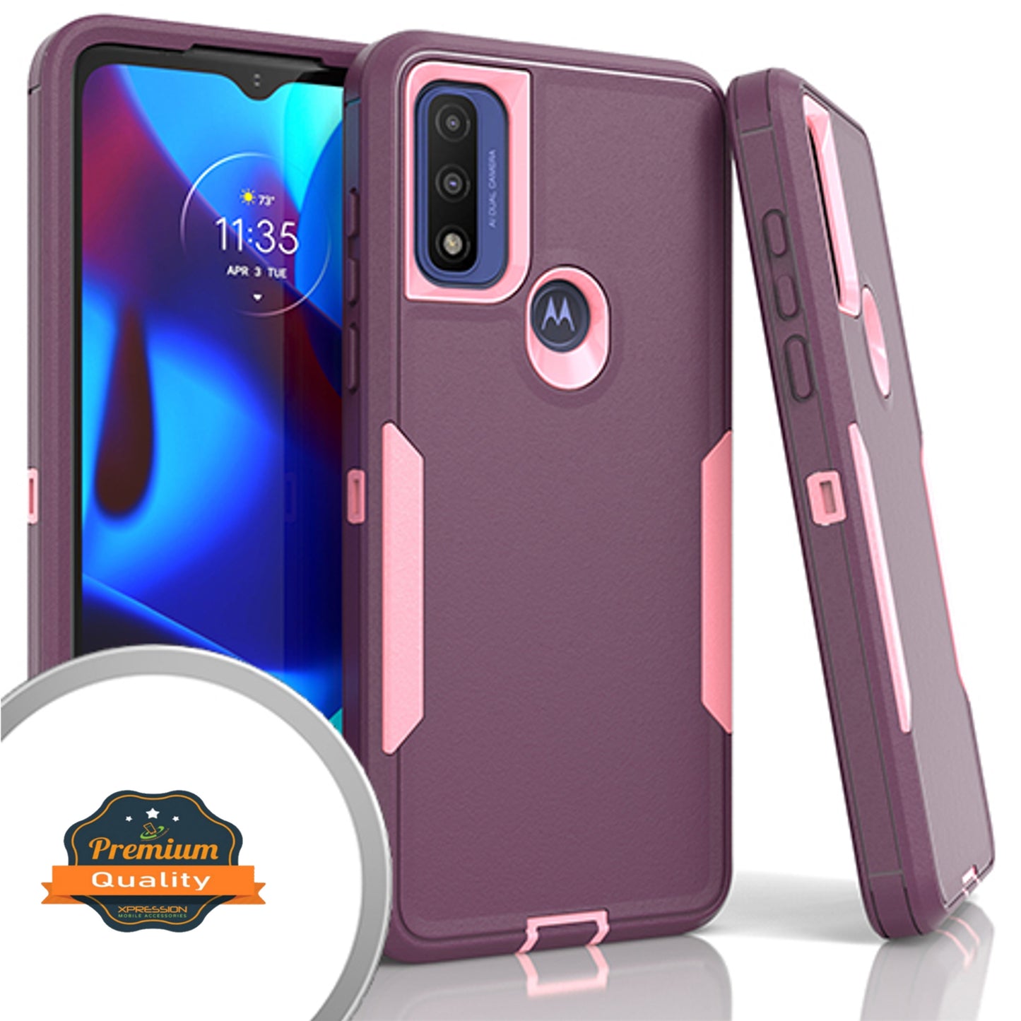 For Motorola Moto G Pure / Moto G Power 2022 Hybrid Shockproof Silicone Rubber TPU + Hard PC Heavy Duty Hard Protective Three Layer Phone Case Cover