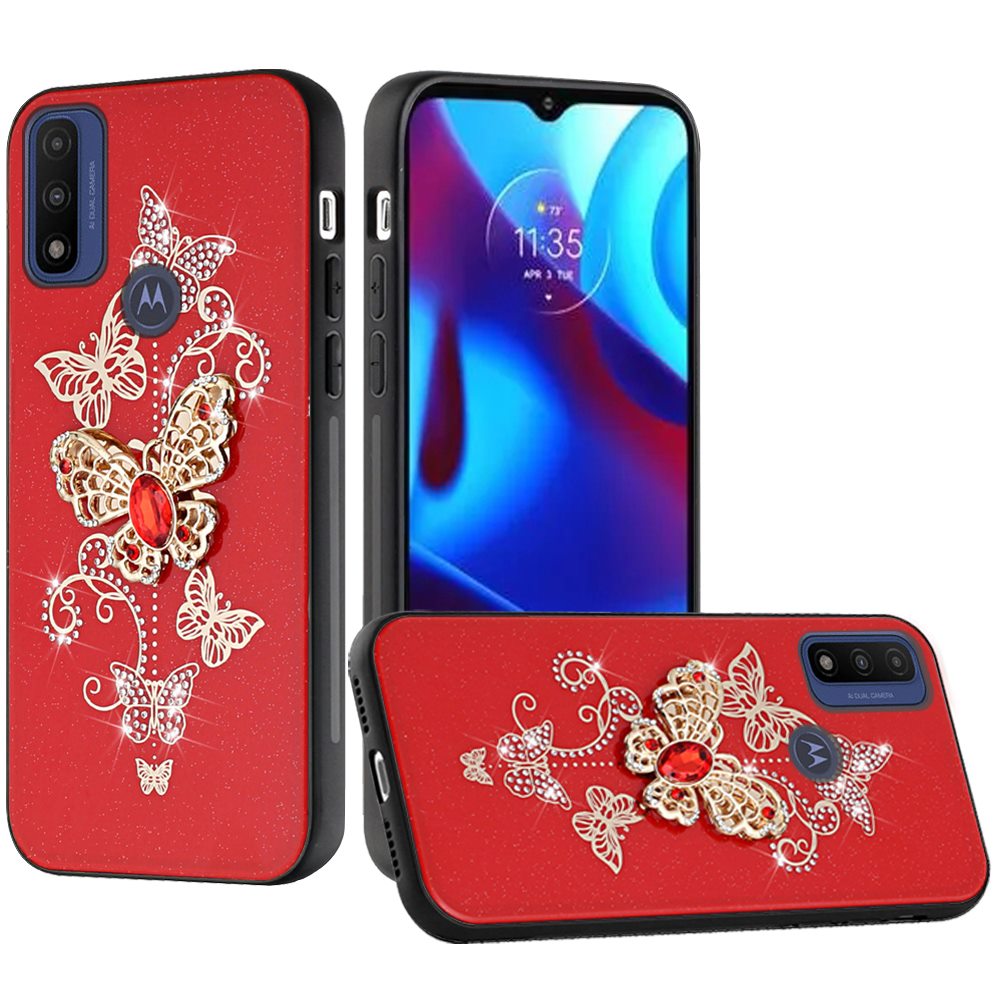For Motorola Moto G Power 2022 3D Diamond Bling Sparkly Glitter Ornaments Engraving Hybrid Armor Rugged Metal Fashion Phone Case Cover