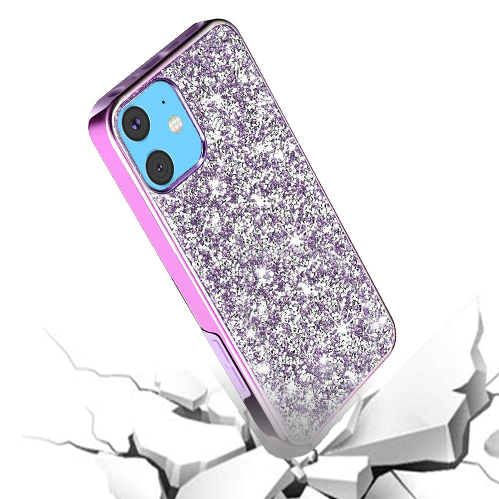 For Apple iPhone 12 /Pro Max Mini Bling Rhinestone Diamond Shiny Glitter Hybrid Dual Layer Rugged Shell Hard PC TPU Rubber Phone Case Cover