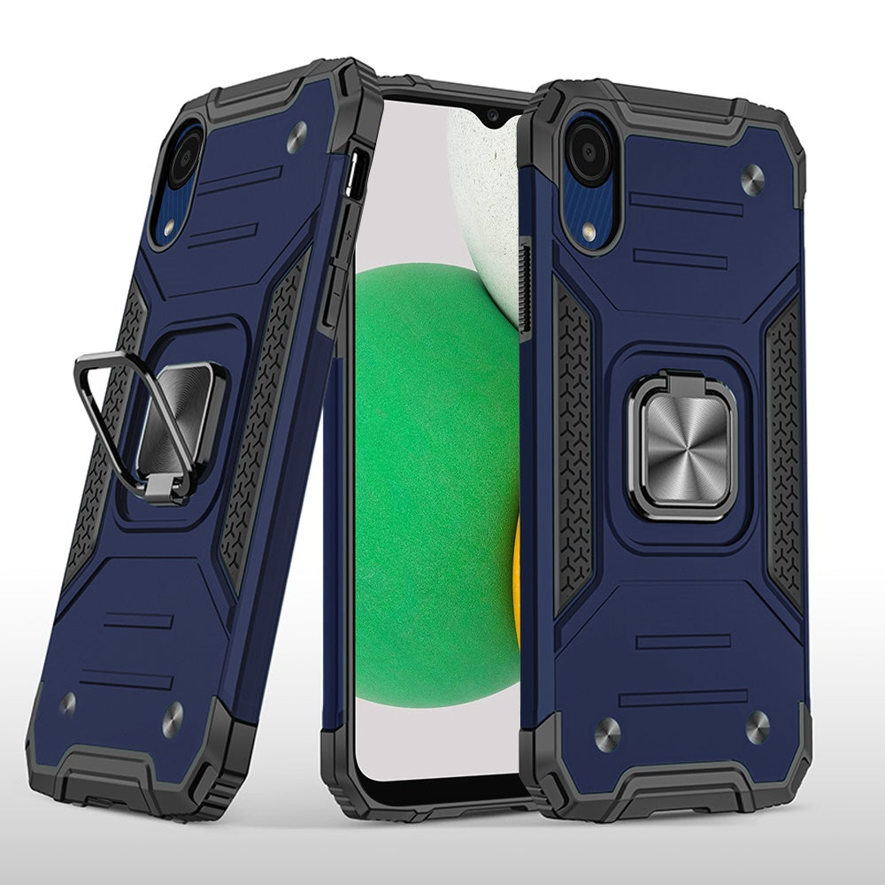 For Samsung A03 Core Armor Hybrid with Ring Stand Holder Kickstand Shockproof Heavy-Duty Durable Rugged Dual Layer Phone Case Cover