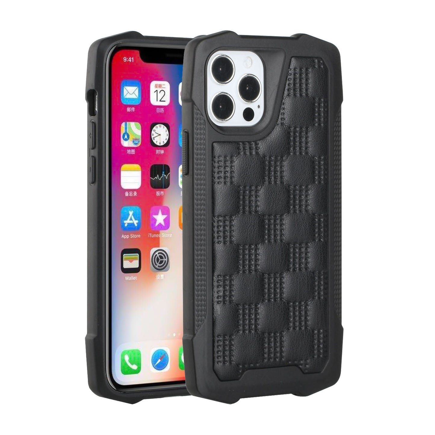 For Samsung Galaxy A02S PU Leather Design Lines Hybrid PC Hard Shockproof Armor Shell Bumper Soft Rubber Protection Phone Case Cover