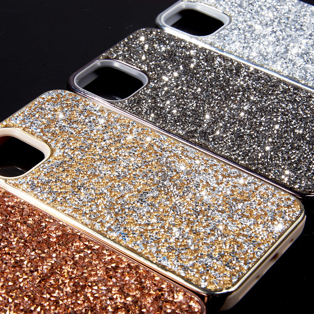 For Apple iPhone 13 /Pro Max Mini Bling Sparkly Glitter Luxury Diamonds Shiny Sparker Shell Hybrid Rugged TPU & Hard PC Electroplated Frame Phone Case Cover