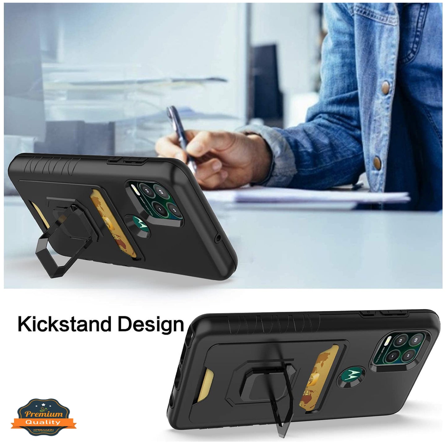 For Samsung Galaxy A03s (2022) Wallet Credit Card Slot Holder with Metal Ring Kickstand Heavy Duty Shockproof Hybrid Dual Layer Magnetic Stand Phone Case Cover