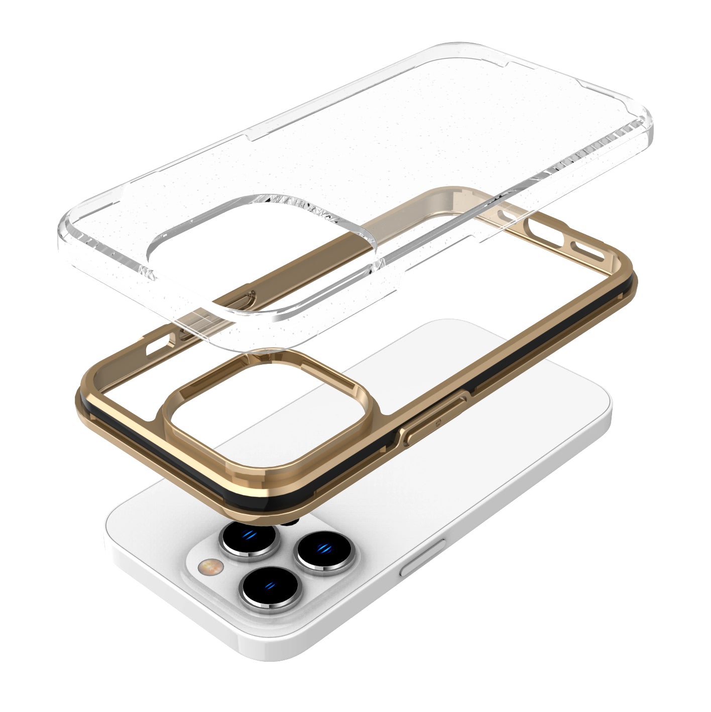 For Samsung Galaxy A53 5G Electroplated Gold Frame Glitter Bling Transparent Hybrid Hard PC + TPU Rubber Shockproof Phone Case Cover