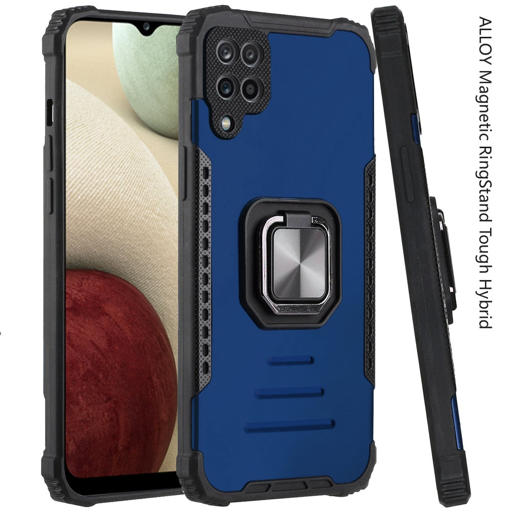 For Samsung Galaxy A12 5G Hybrid with Stand Magnetic Ring Kickstand Bumper Shockproof Armor Heavy Duty Military Grade Hard Phone Case Cover