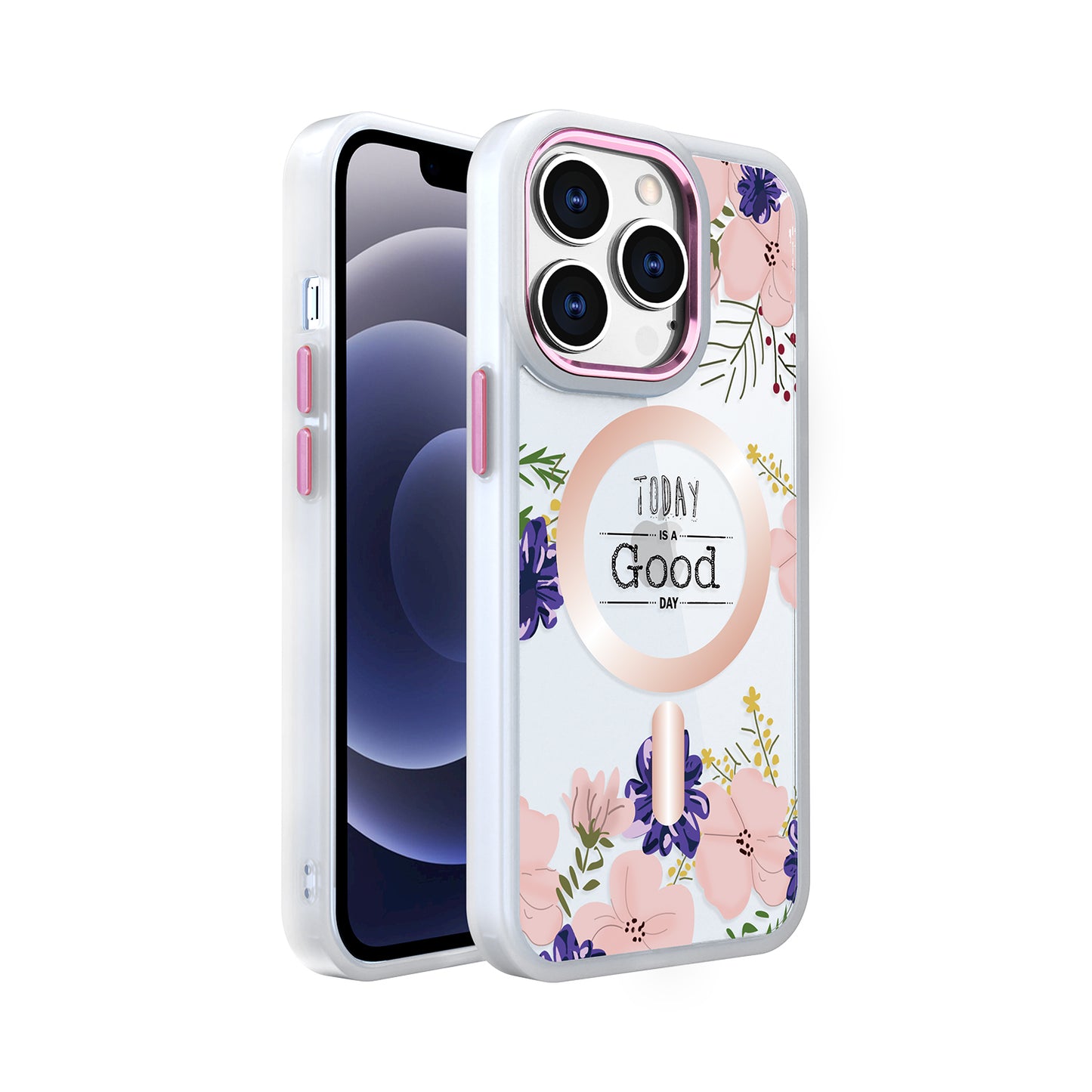 For Apple iPhone 14 /Plus Pro Max Hybrid Flower Quotation Design Fashion Hard PC with MagSafe Compatible Phone Case Cover