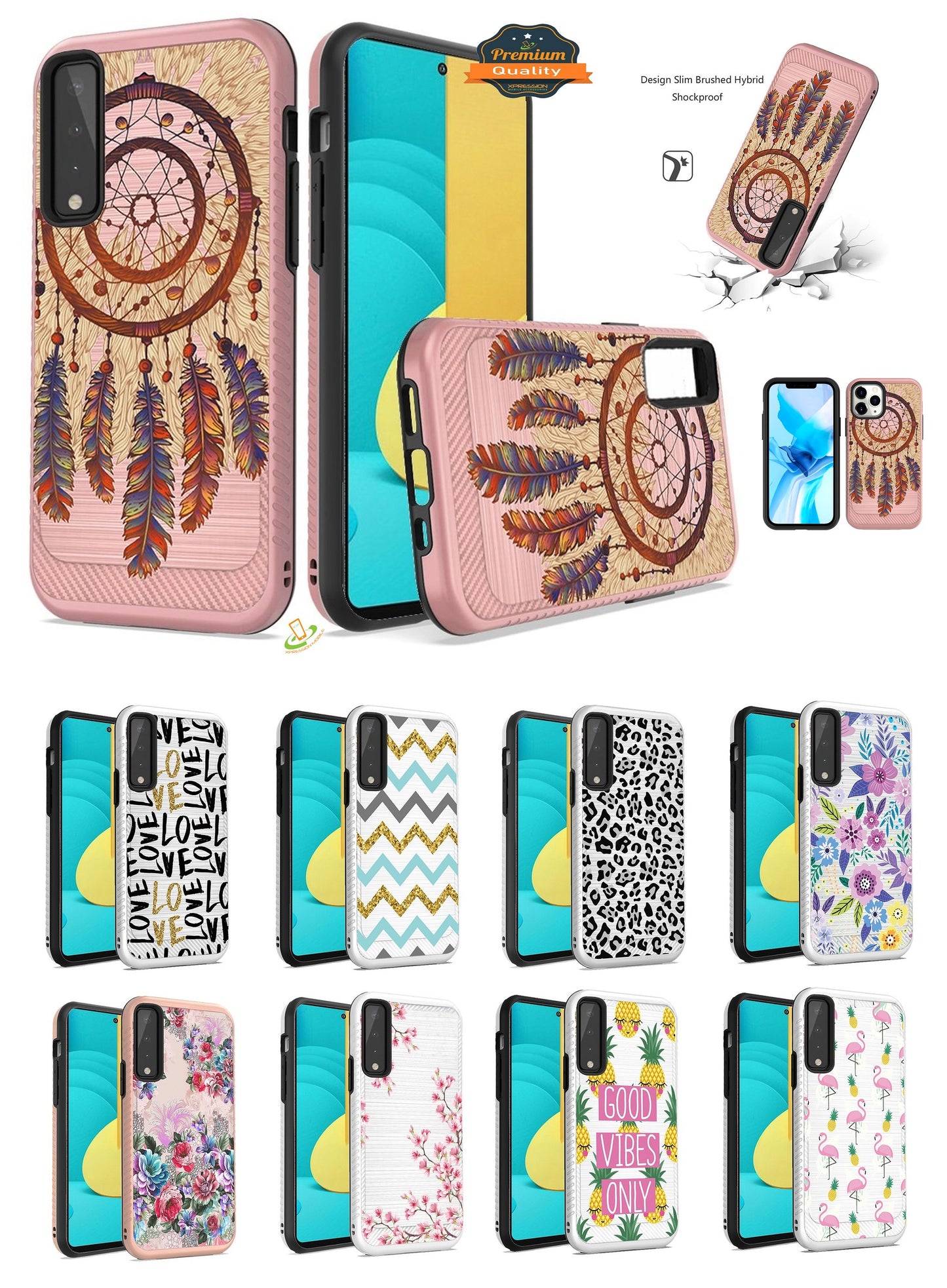 For Cricket Icon 3 (2021) Cute Design Printed Pattern Fashion Brushed Texture Shockproof Dual Layer Hybrid Slim Protective Had PC + TPU Rubber Phone Case Cover